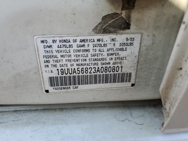 Photo 10 from auction – 2003 ACURA 3.2TL TYPE with VIN 19UUA56823A080801