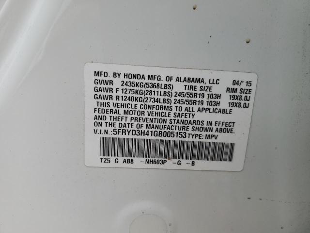 Photo 10 from auction – 2016 ACURA MDX TECHNO with VIN 5FRYD3H41GB005153