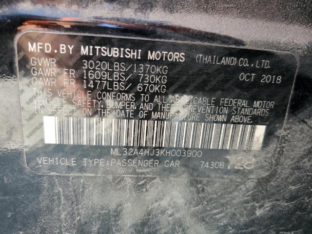 Photo 10 from auction – 2019 MITSUBISHI MIRAGE SE with VIN ML32A4HJ3KH003900