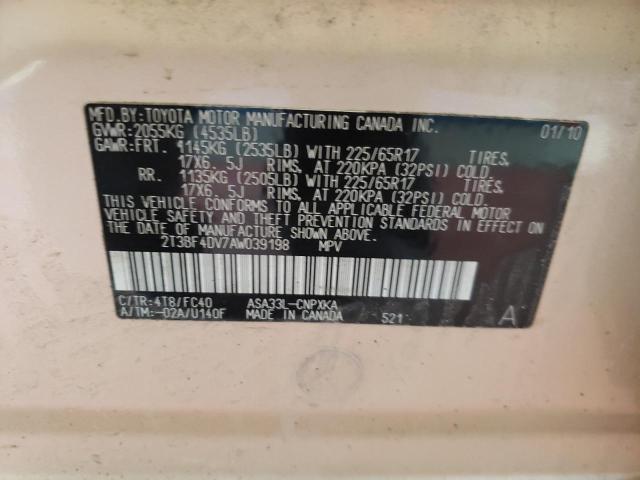 Photo 10 from auction – 2010 TOYOTA RAV4 with VIN 2T3BF4DV7AW039198