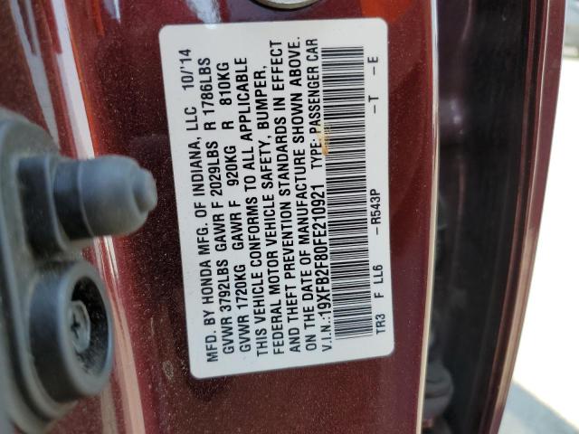 Photo 10 from auction – 2015 HONDA CIVIC EX with VIN 19XFB2F80FE210921