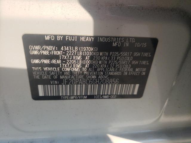 Photo 10 from auction – 2016 SUBARU CROSSTREK with VIN JF2GPABC6GH208856