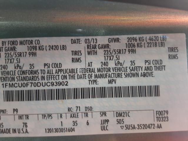 Photo 10 from auction – 2013 FORD ESCAPE S with VIN 1FMCU0F70DUC93902