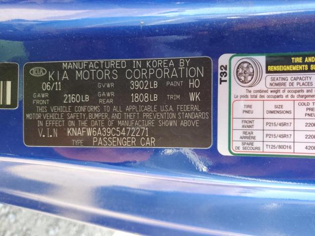Photo 10 from auction – 2012 KIA FORTE SX with VIN KNAFW6A39C5472271