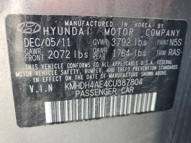 Photo 10 from auction – 2012 HYUNDAI ELANTRA GL with VIN KMHDH4AE4CU387804