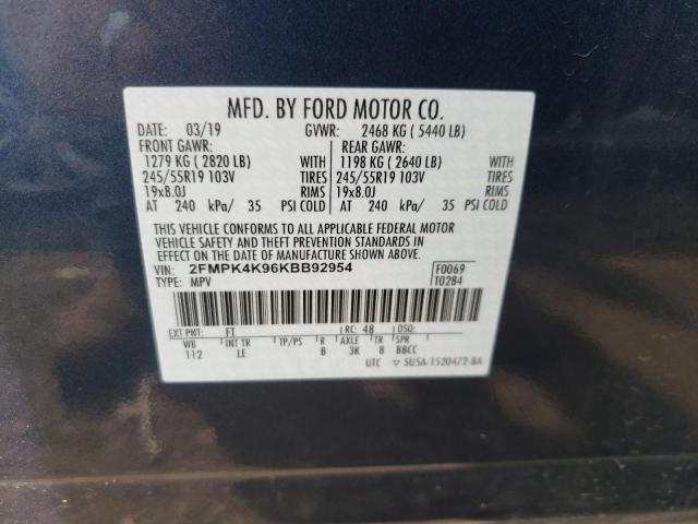 Photo 10 from auction – 2019 FORD EDGE TITAN with VIN 2FMPK4K96KBB92954