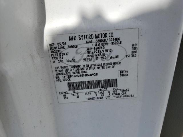 Photo 10 from auction – 2005 FORD F150 with VIN 1FTRF14W85NB60938