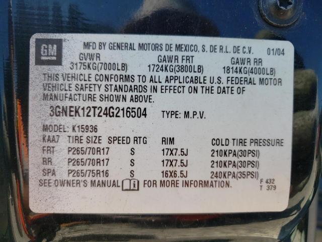 Photo 10 from auction – 2004 CHEVROLET AVALANCHE with VIN 3GNEK12T24G216504