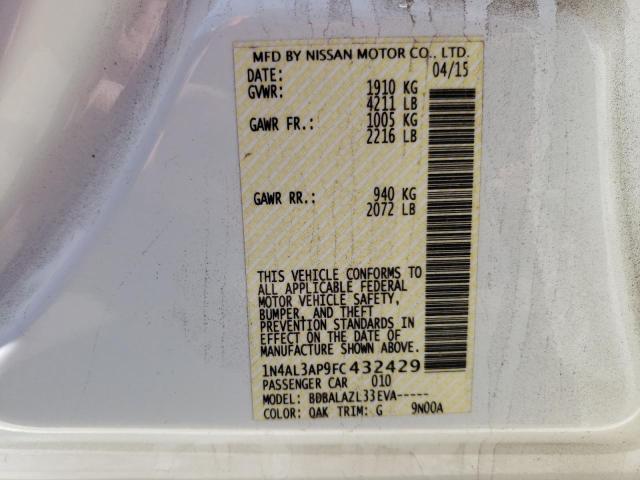 Photo 10 from auction – 2015 NISSAN ALTIMA 2.5 with VIN 1N4AL3AP9FC432429