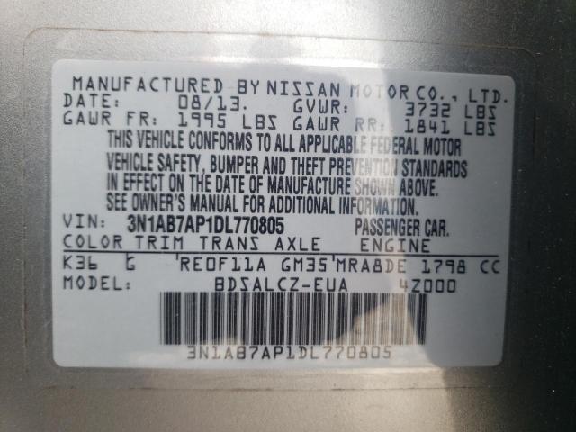 Photo 10 from auction – 2013 NISSAN SENTRA S with VIN 3N1AB7AP1DL770805