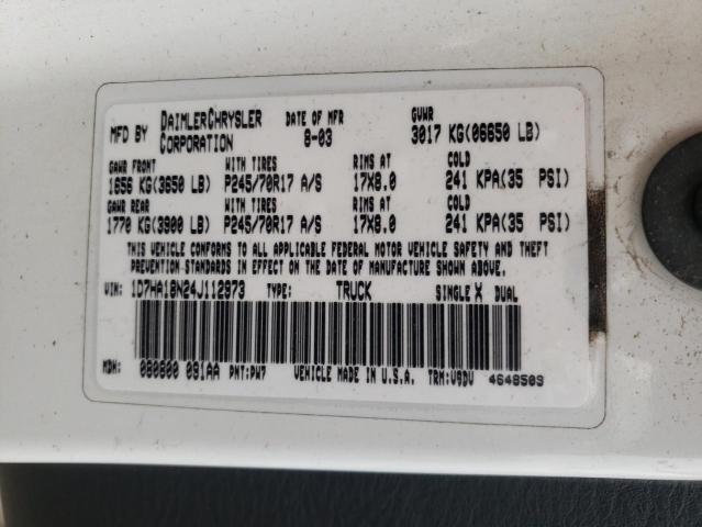 Photo 10 from auction – 2004 DODGE RAM 1500 S with VIN 1D7HA18N24J112973