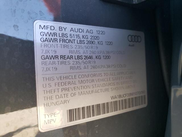 Photo 10 from auction – 2021 AUDI Q3 PREMIUM with VIN WA1BUCF39M1070090