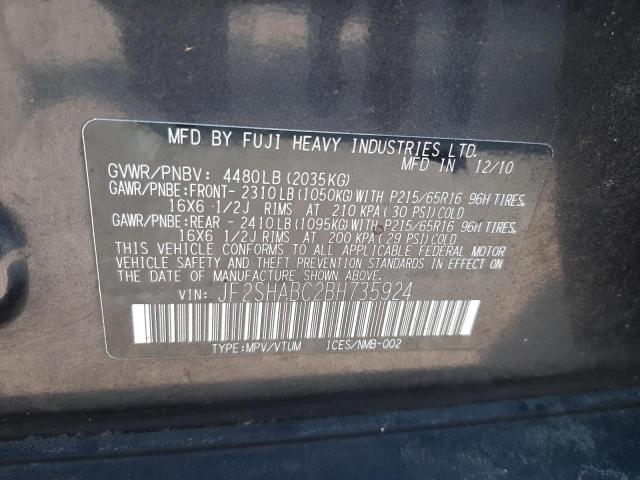 Photo 10 from auction – 2011 SUBARU FORESTER 2 with VIN JF2SHABC2BH735924