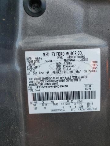 Photo 10 from auction – 2006 FORD F150 SUPER with VIN 1FTRW12W16KD15478