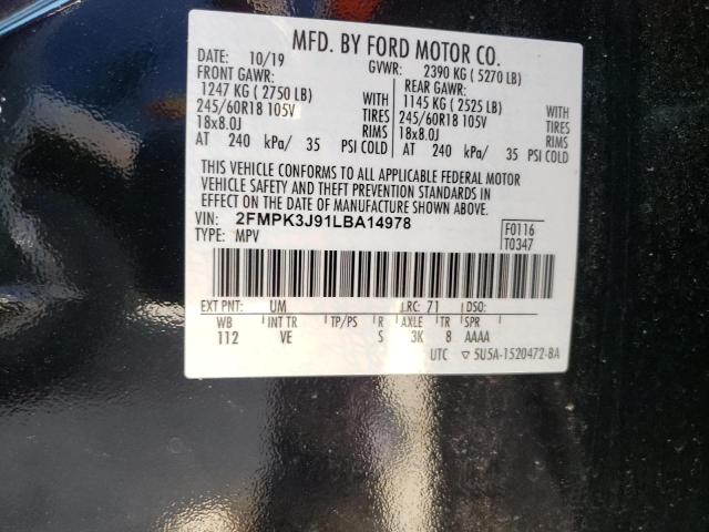 Photo 10 from auction – 2020 FORD EDGE SEL with VIN 2FMPK3J91LBA14978