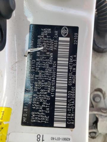 Photo 10 from auction – 2013 TOYOTA AVALON BAS with VIN 4T1BK1EB4DU017624