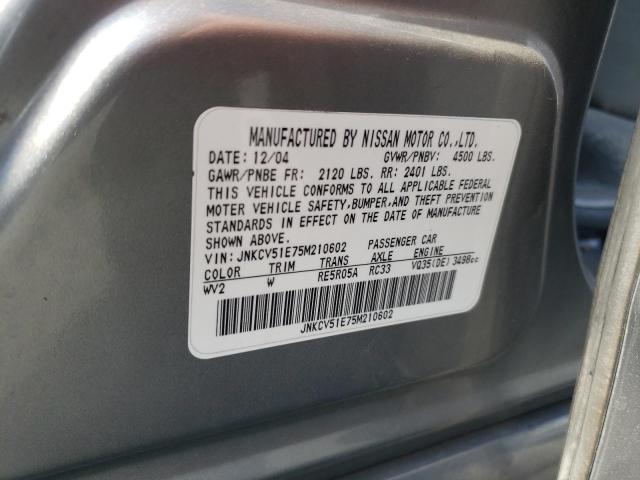 Photo 10 from auction – 2005 INFINITI G35 with VIN JNKCV51E75M210602