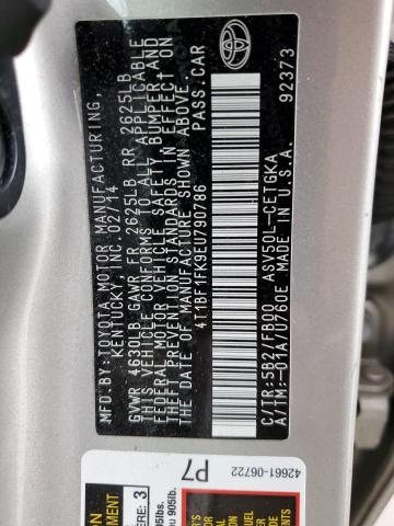 Photo 10 from auction – 2014 TOYOTA CAMRY L with VIN 4T1BF1FK9EU790786