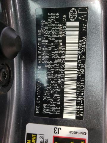 Photo 10 from auction – 2012 TOYOTA COROLLA with VIN 2T1BU4EE5CC863301
