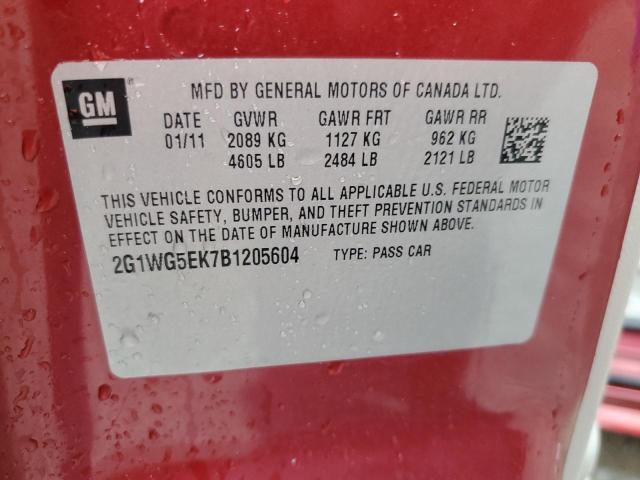 Photo 10 from auction – 2011 CHEVROLET IMPALA LT with VIN 2G1WG5EK7B1205604