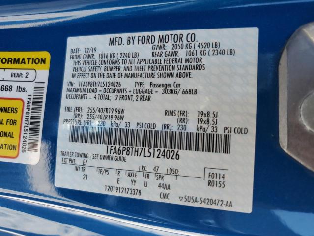 Photo 10 from auction – 2020 FORD MUSTANG with VIN 1FA6P8TH7L5124026