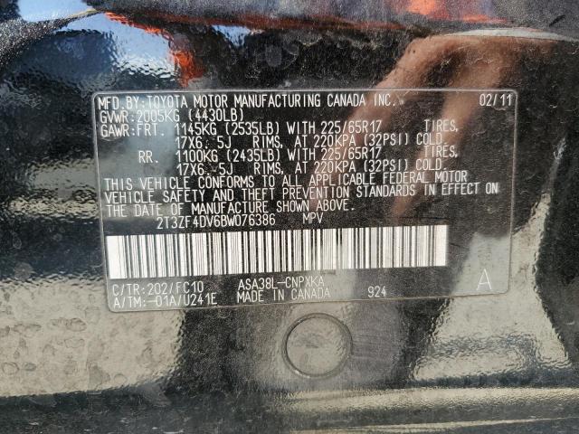 Photo 10 from auction – 2011 TOYOTA RAV4 with VIN 2T3ZF4DV6BW076386
