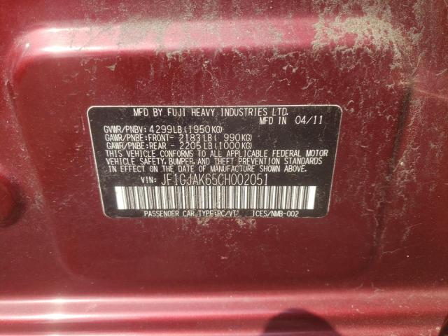 Photo 10 from auction – 2012 SUBARU IMPREZA LI with VIN JF1GJAK65CH002051
