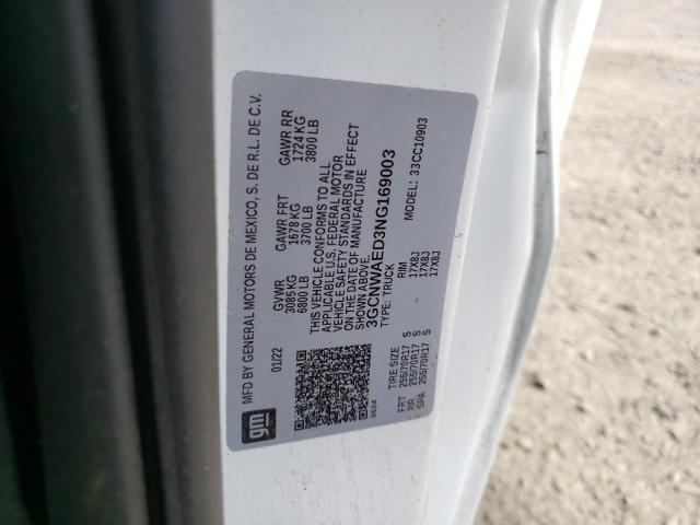 Photo 10 from auction – 2022 CHEVROLET SILVERADO with VIN 3GCNWAED3NG169003
