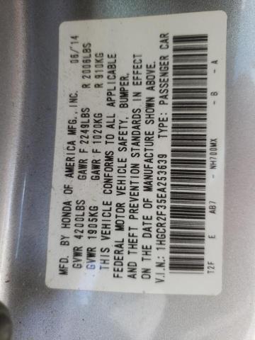 Photo 10 from auction – 2014 HONDA ACCORD LX with VIN 1HGCR2F35EA253639