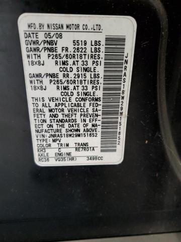 Photo 10 from auction – 2009 INFINITI FX35 with VIN JNRAS18W29M151652