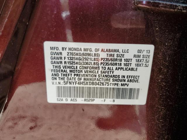 Photo 10 from auction – 2013 HONDA PILOT EXL with VIN 5FNYF4H5XDB042675