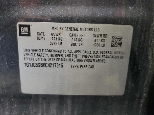 Photo 10 from auction – 2012 CHEVROLET SONIC LT with VIN 1G1JC5SB6C4217016