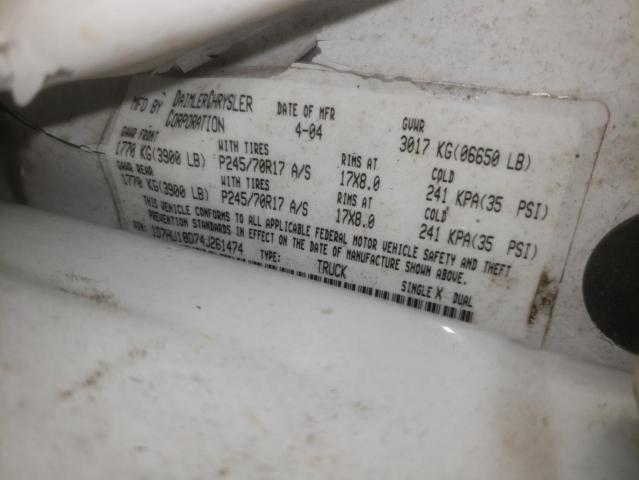 Photo 10 from auction – 2004 DODGE RAM 1500 S with VIN 1D7HU18D74J261474