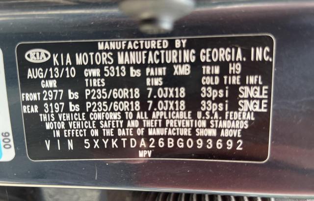 Photo 10 from auction – 2011 KIA SORENTO BA with VIN 5XYKTDA26BG093692