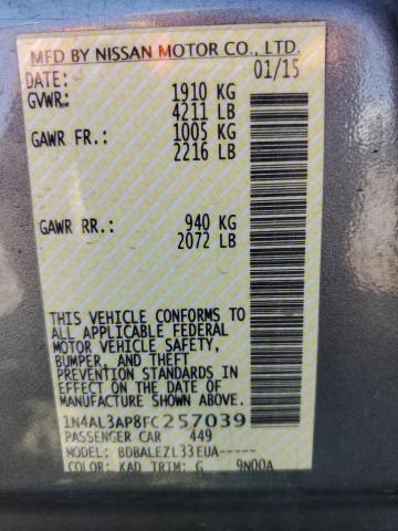 Photo 10 from auction – 2015 NISSAN ALTIMA 2.5 with VIN 1N4AL3AP8FC257039