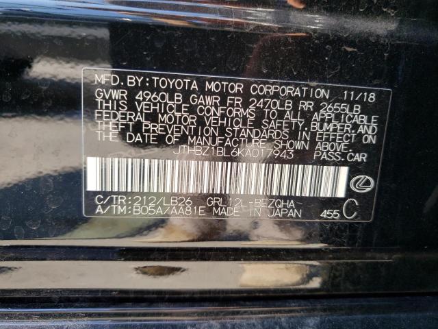 Photo 10 from auction – 2019 LEXUS GS 350 BAS with VIN JTHBZ1BL6KA017943