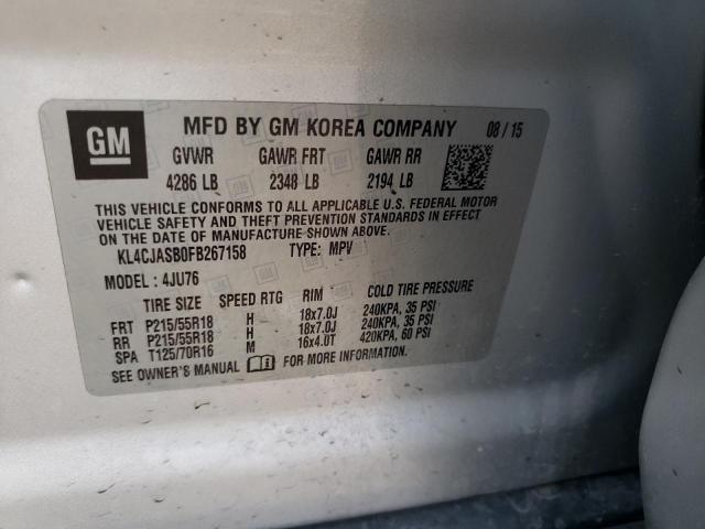 Photo 10 from auction – 2015 BUICK ENCORE with VIN KL4CJASB0FB267158