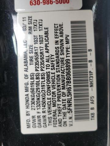 Photo 10 from auction – 2011 HONDA ODYSSEY EX with VIN 5FNRL5H67BB068899