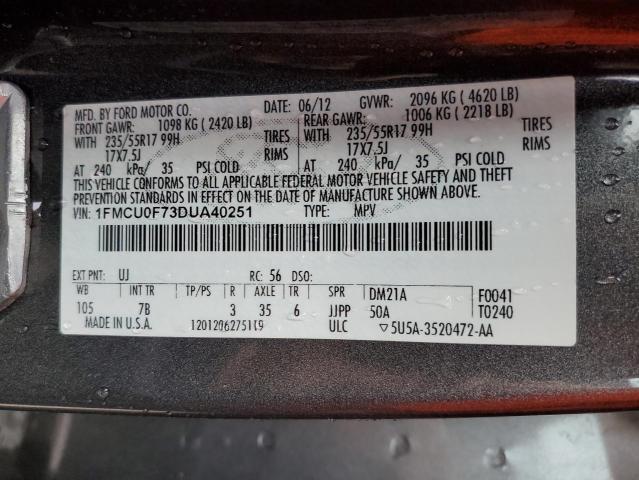 Photo 10 from auction – 2013 FORD ESCAPE S with VIN 1FMCU0F73DUA40251