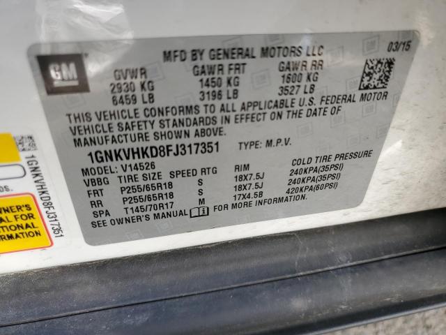 Photo 10 from auction – 2015 CHEVROLET TRAVERSE L with VIN 1GNKVHKD8FJ317351