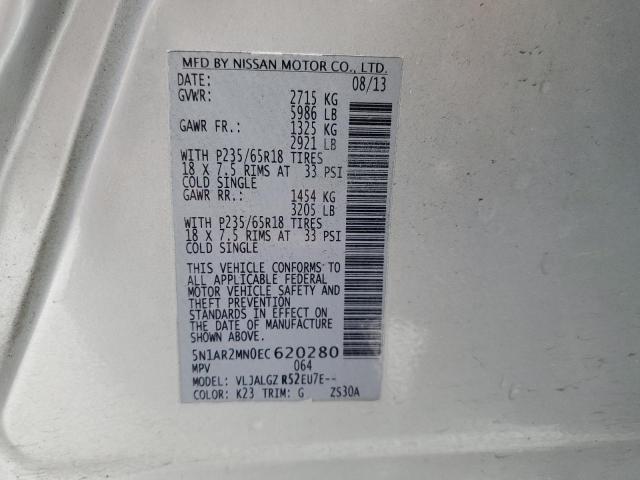 Фото 10 с аукциона – 2014 NISSAN PATHFINDER с VIN 5N1AR2MN0EC620280