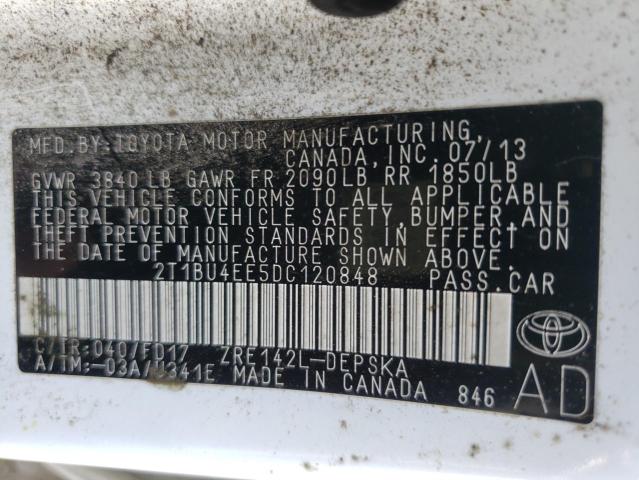 Photo 10 from auction – 2013 TOYOTA COROLLA BA with VIN 2T1BU4EE5DC120848