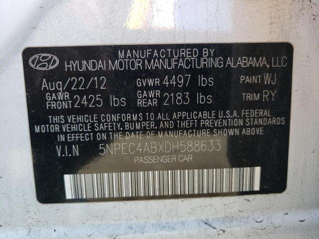 Photo 10 from auction – 2013 HYUNDAI SONATA SE with VIN 5NPEC4ABXDH588633