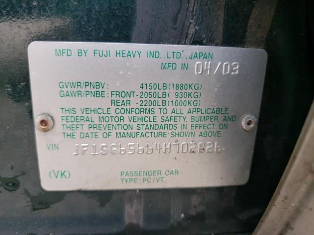 Photo 10 from auction – 2004 SUBARU FORESTER 2 with VIN JF1SG65664H702826