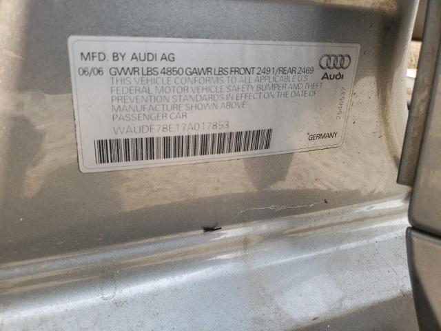 Photo 10 from auction – 2007 AUDI A4 2.0T QU with VIN WAUDF78E17A017853