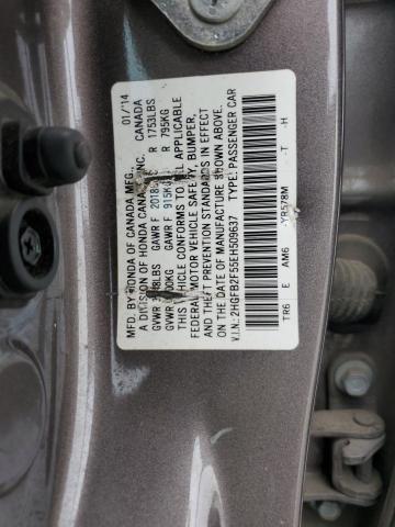 Photo 10 from auction – 2014 HONDA CIVIC LX with VIN 2HGFB2F55EH509637