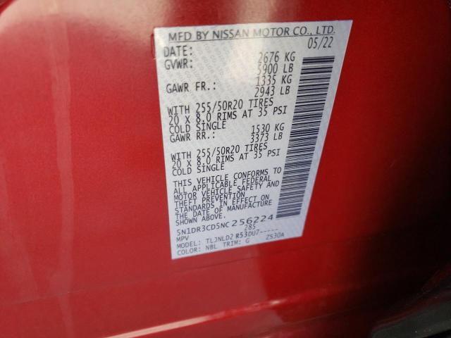 Photo 10 from auction – 2022 NISSAN PATHFINDER with VIN 5N1DR3CD5NC256224