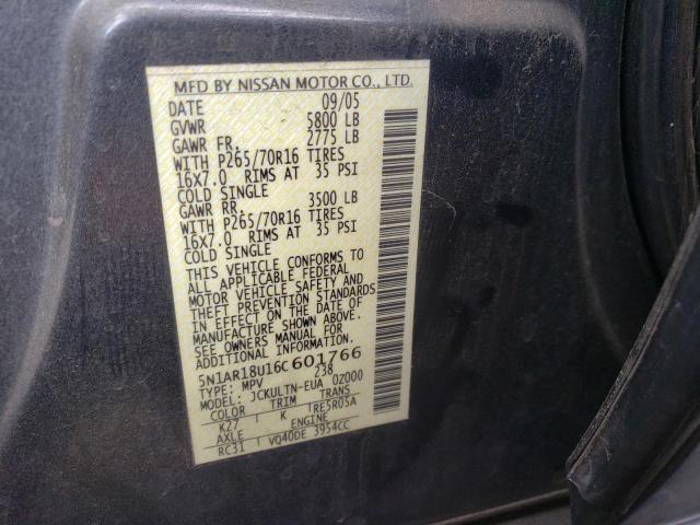 Photo 10 from auction – 2006 NISSAN PATHFINDER with VIN 5N1AR18U16C601766