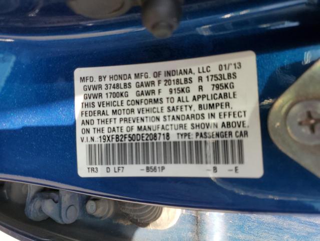 Photo 10 from auction – 2013 HONDA CIVIC LX with VIN 19XFB2F50DE208718