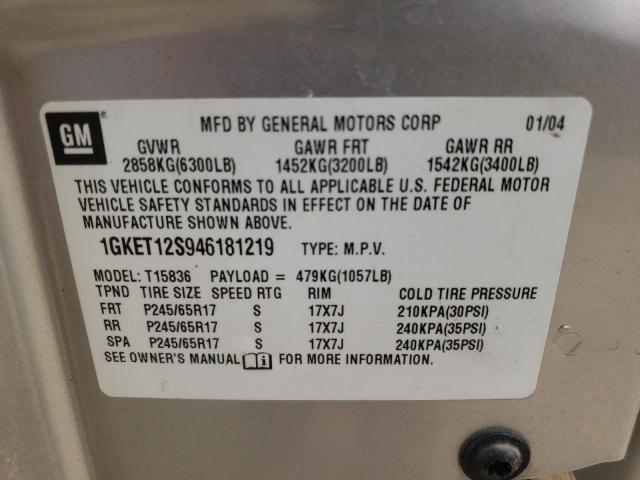 Photo 10 from auction – 2004 GMC ENVOY with VIN 1GKET12S946181219